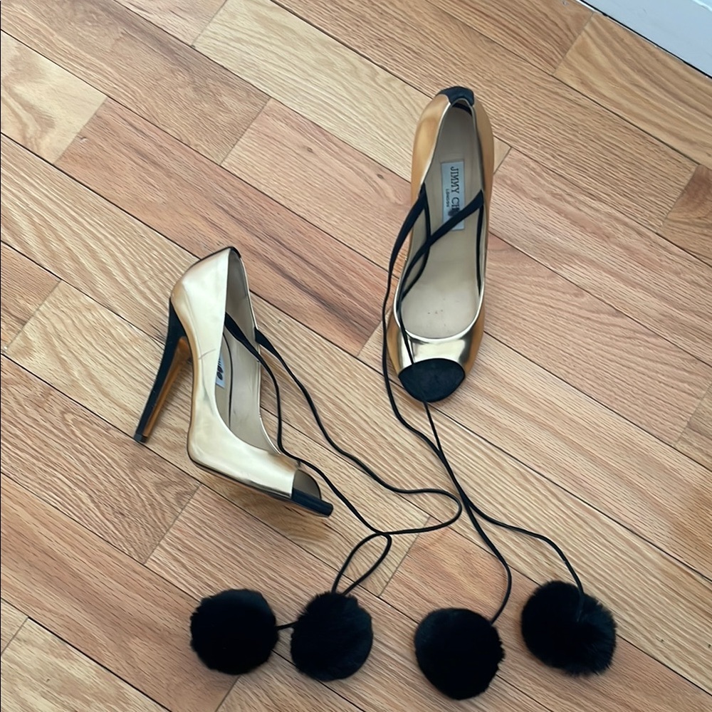 Jimmy Choo Lace Up Peep Toe Heels